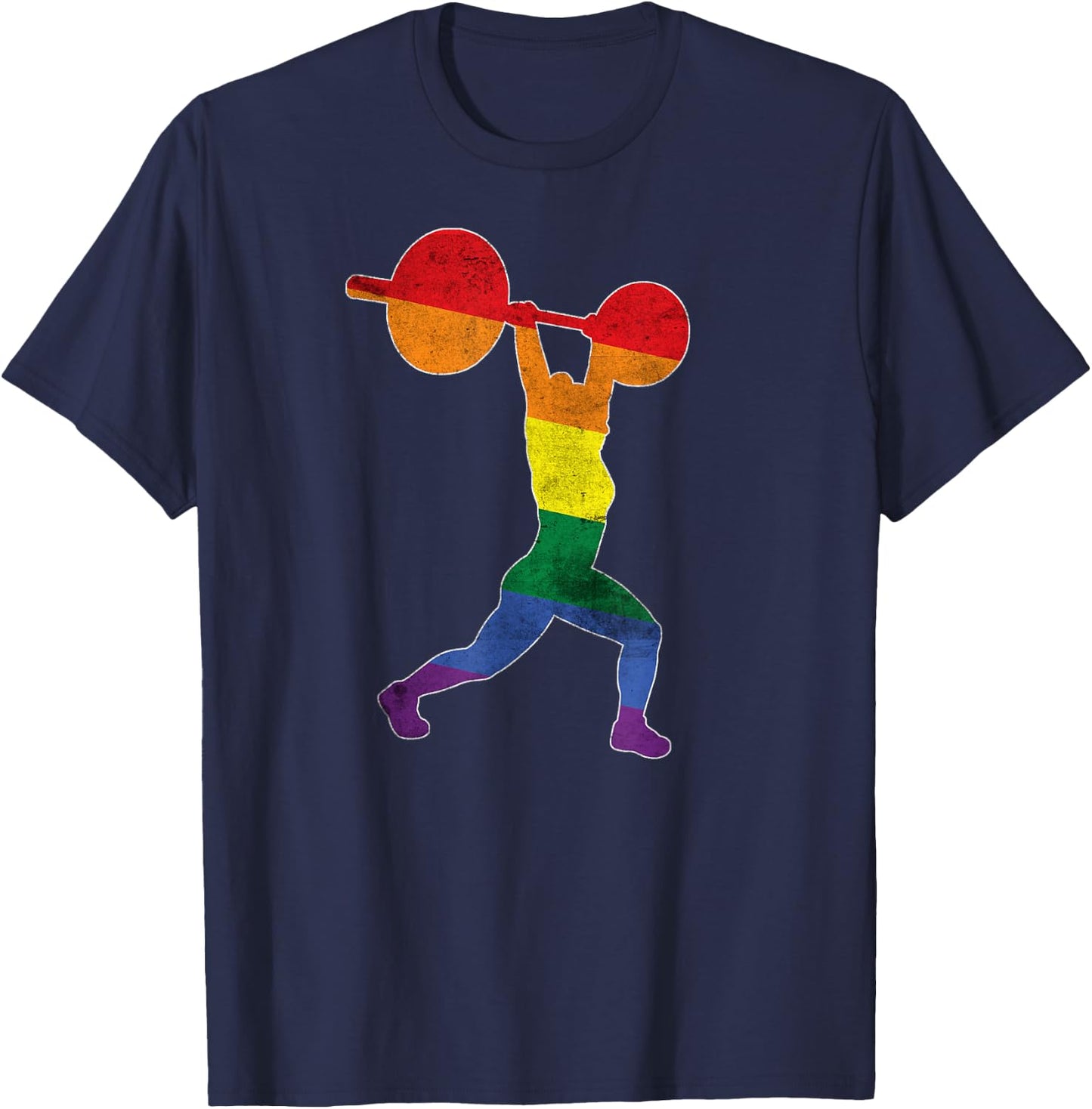Gay Pride Weightlifting training Gym distressed look T-Shirt - T-Shirt | Navy
