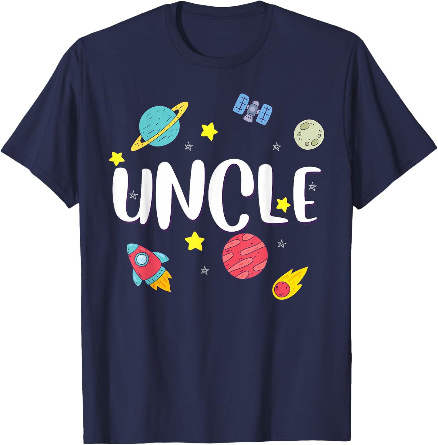 Uncle Outer Space Galaxy Birthday T-Shirt - T-Shirt | Navy