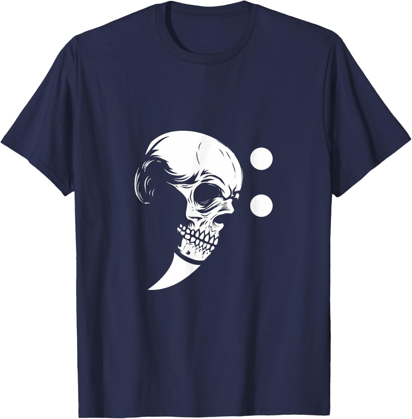 Musicians Treble Clef Skull Music Notes G Key T-Shirt - T-Shirt | Navy