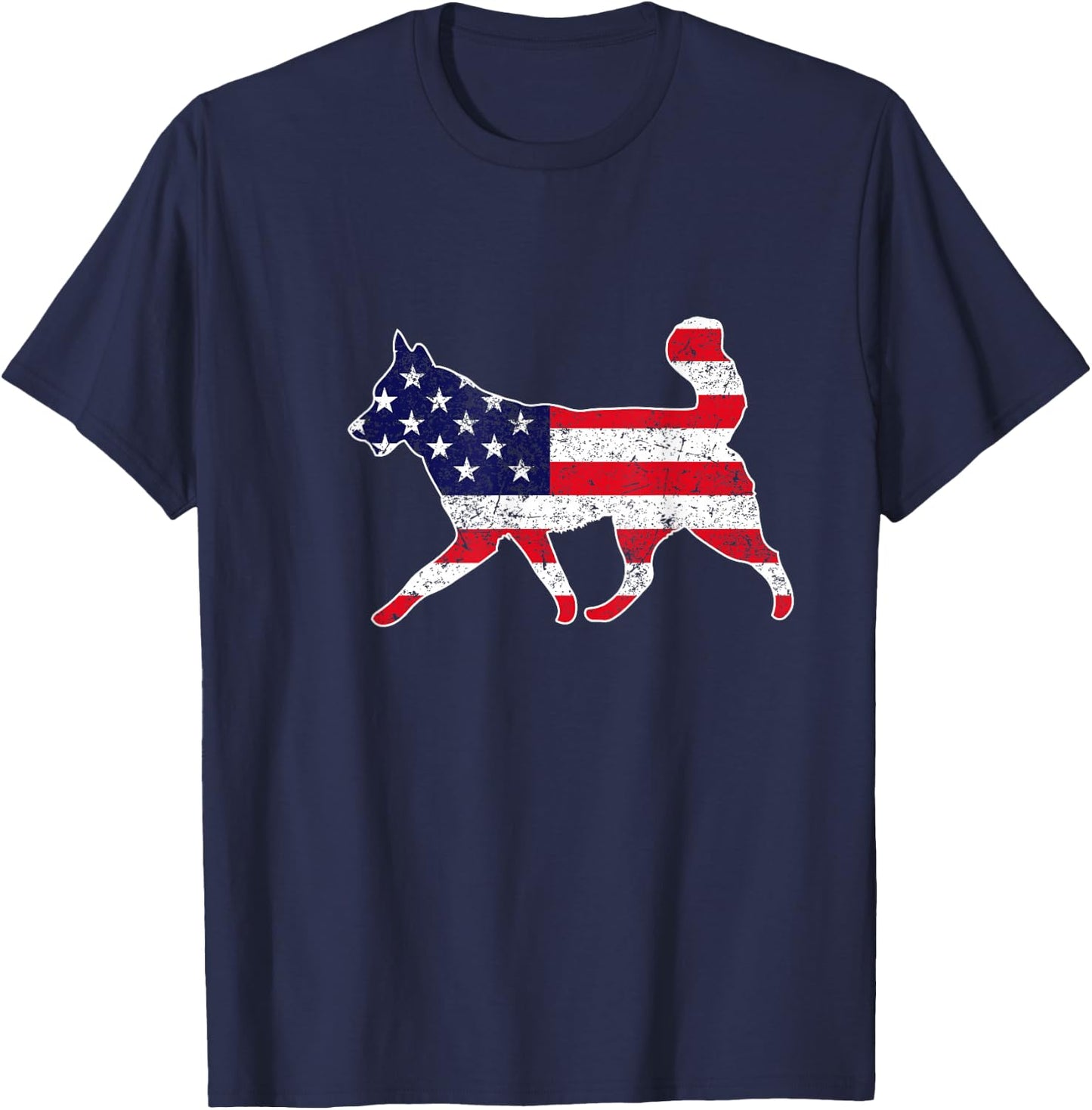 4th Of July Siberian Husky Dog Graphic Patriotic USA Flag T-Shirt - T-Shirt | Navy