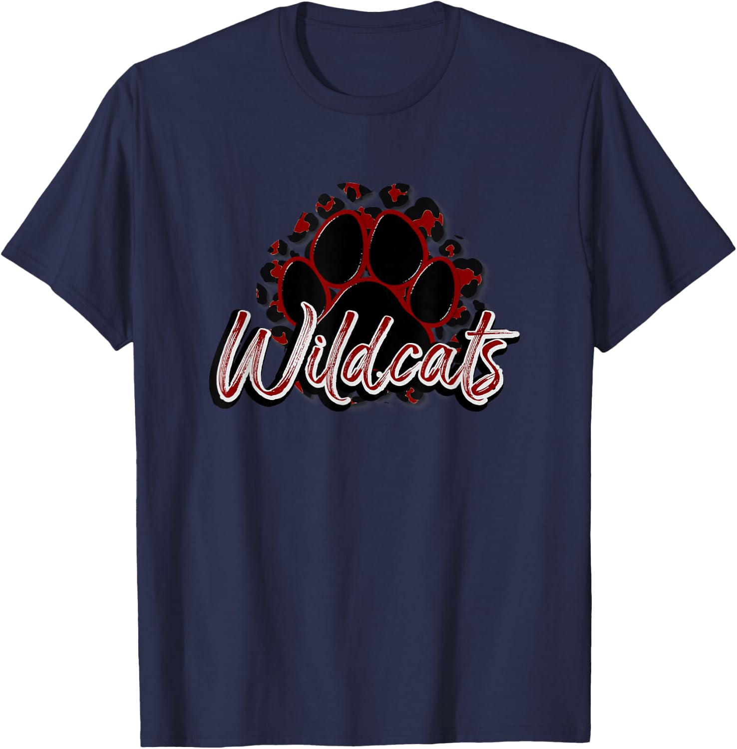 Wildcats Maroon Black Cheetah School Sports Fan Team Spirit T-Shirt - T-Shirt | Navy