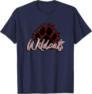 Wildcats Maroon Black Cheetah School Sports Fan Team Spirit T-Shirt - T-Shirt | Navy