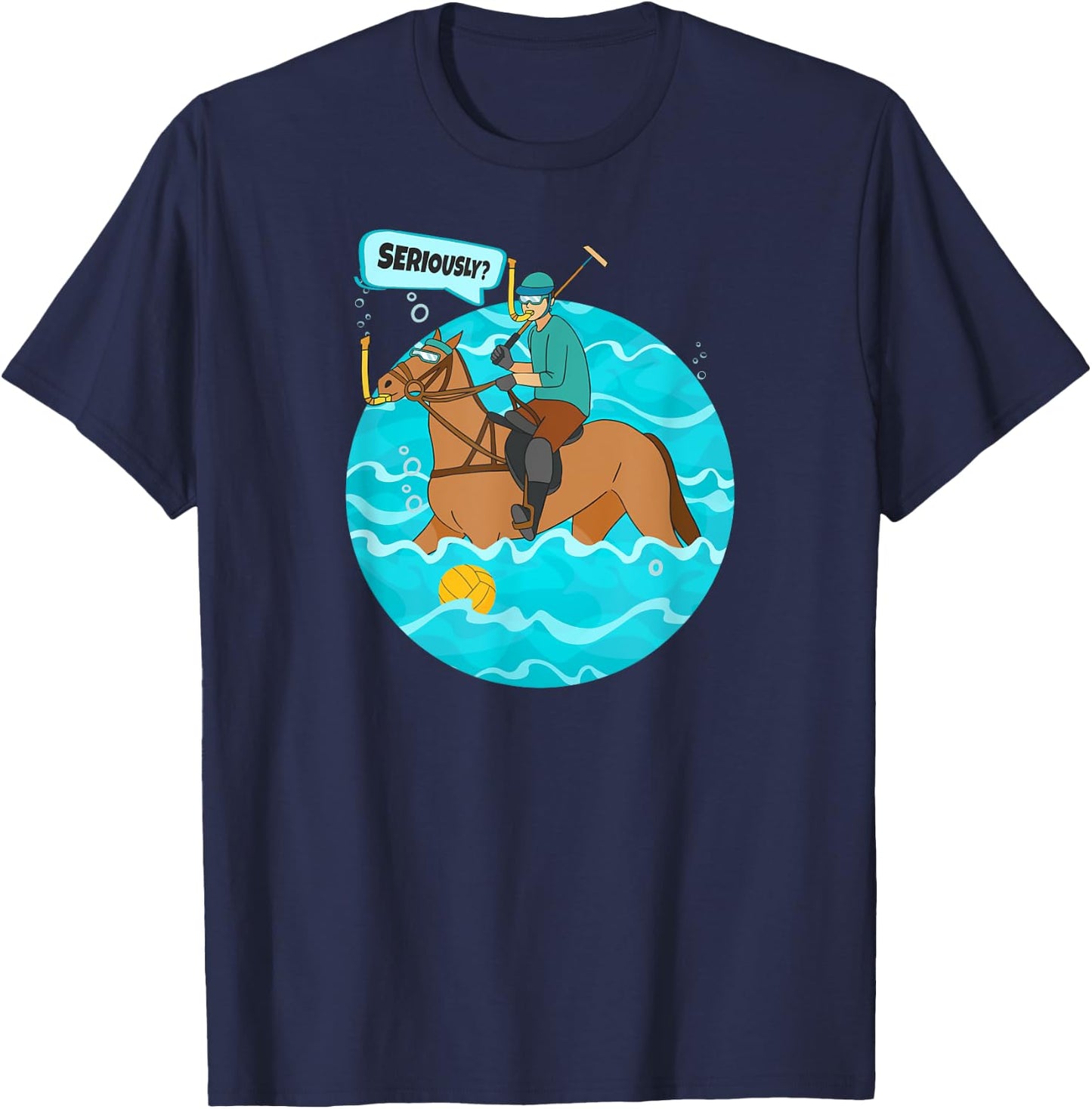 Funny Water Polo Player on Horse Playing Water Polo T-Shirt - T-Shirt | Navy
