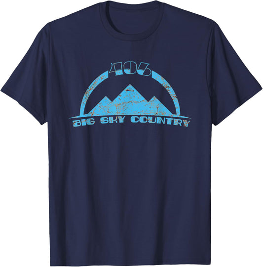 406 Big Sky Country Montana Distressed State Pride T-Shirt - T-Shirt | Navy