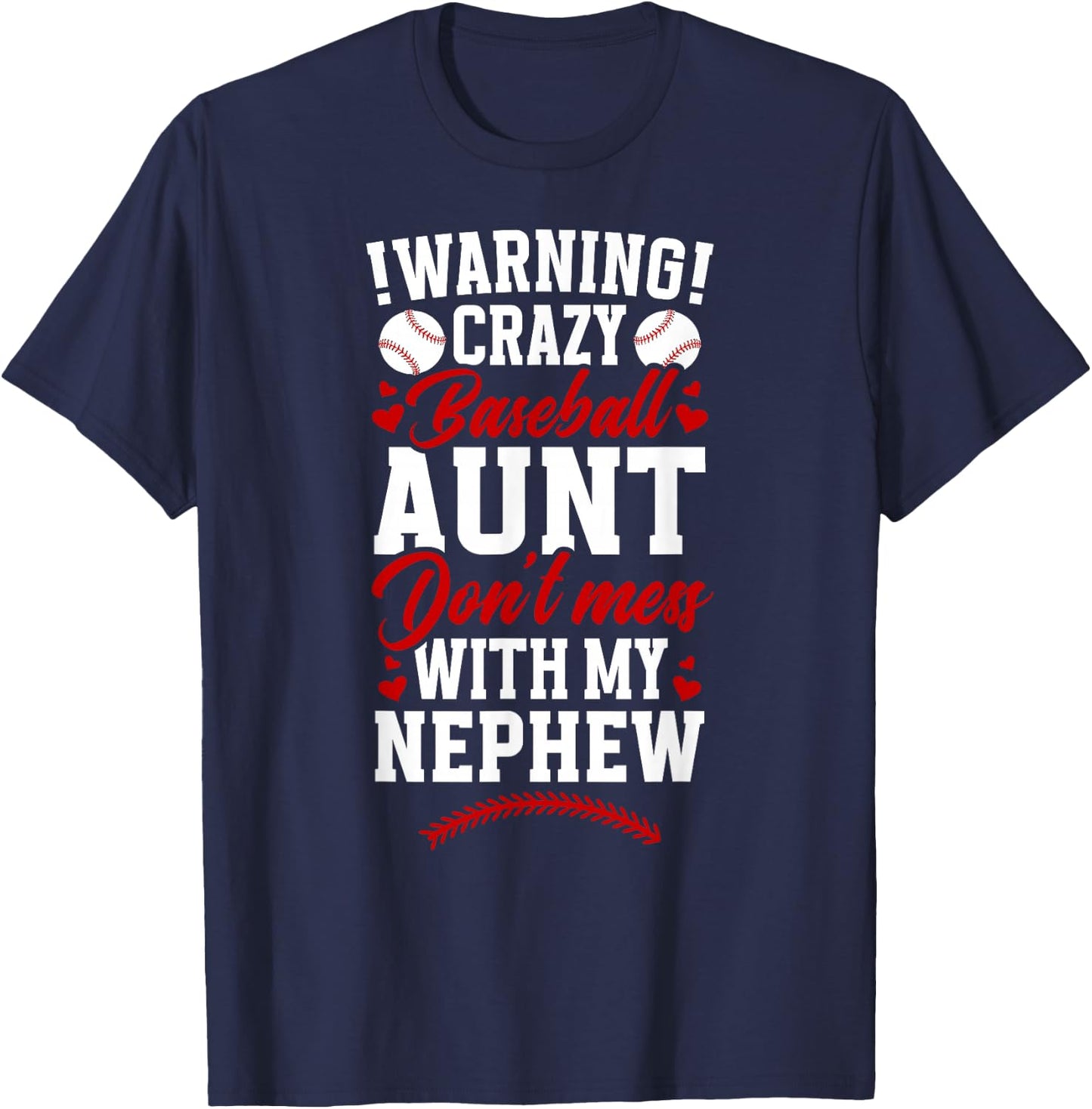 Crazy Baseball Aunt Of A Baseball Player Auntie T-Shirt - T-Shirt | Navy