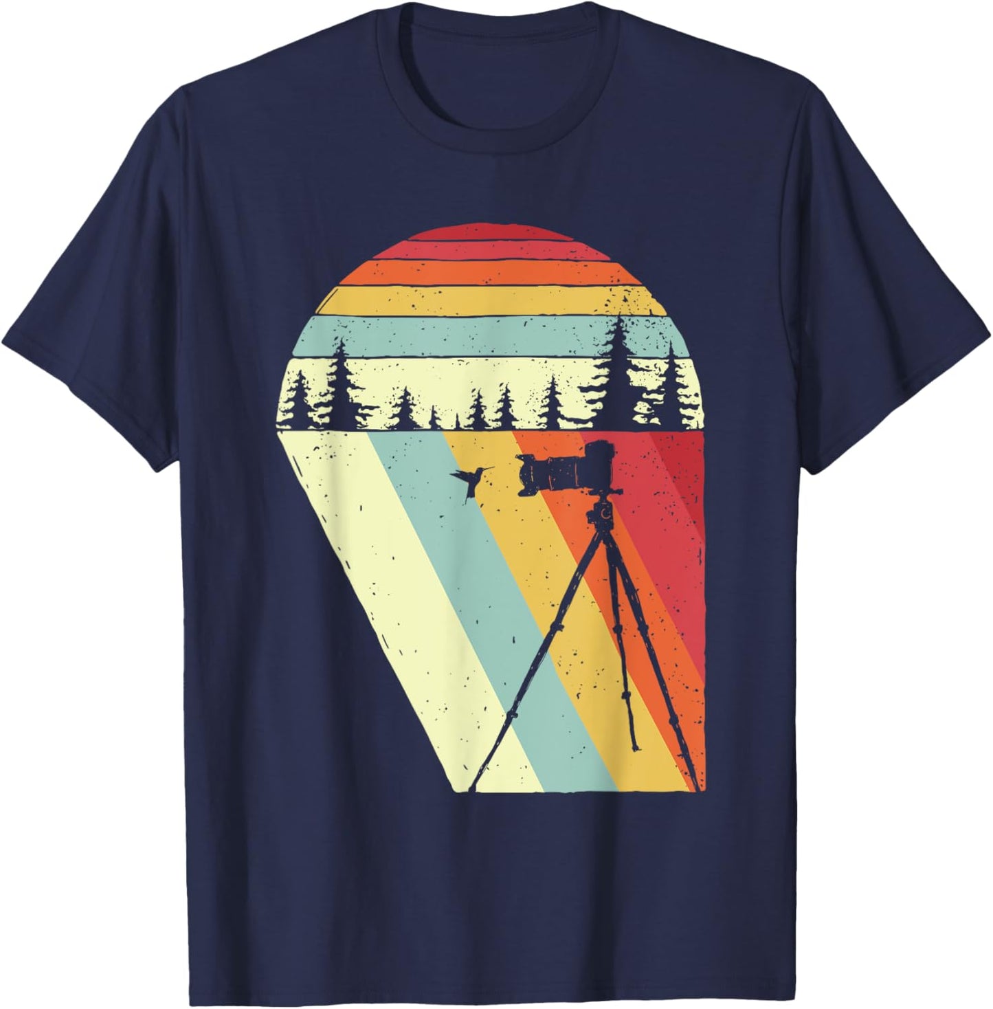 Vintage Retro Bird Photographer Wildlife Camera T-Shirt - T-Shirt | Navy