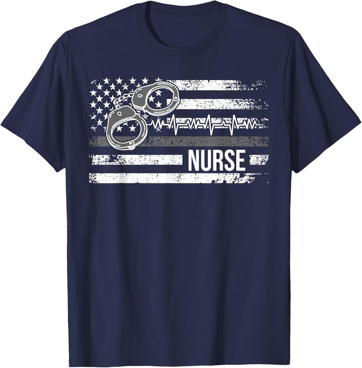 Correctional Nurse American Flag Corrections Nursing T-Shirt - T-Shirt | Navy