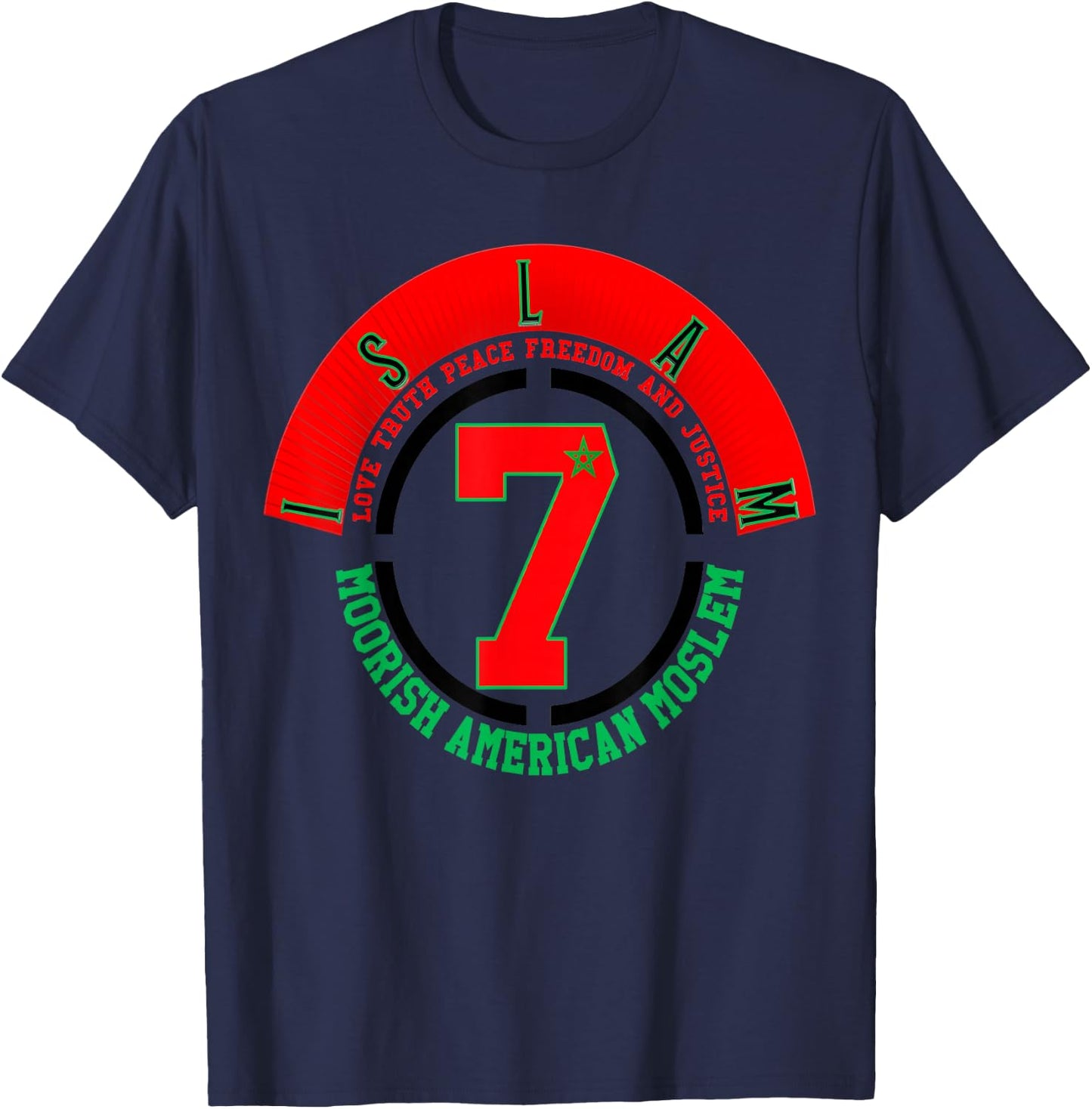 Moorish American Stylized Circle 7 T-Shirt - T-Shirt | Navy