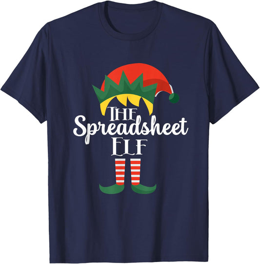 The Spreadsheet Elf Accountant Christmas Statistician CPA T-Shirt - T-Shirt | Navy
