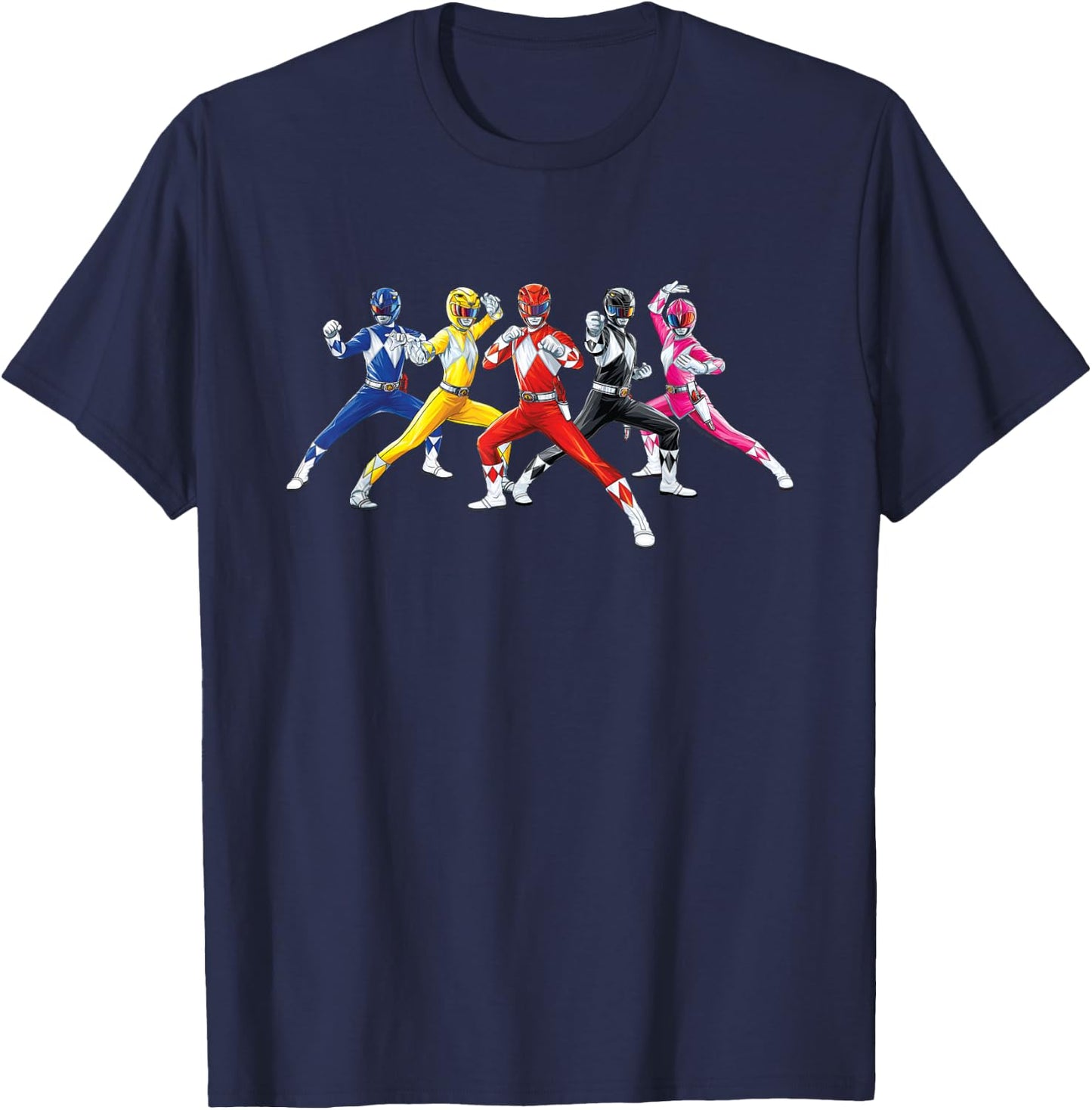 Power Rangers Fighting Pose T-Shirt - T-Shirt | Navy