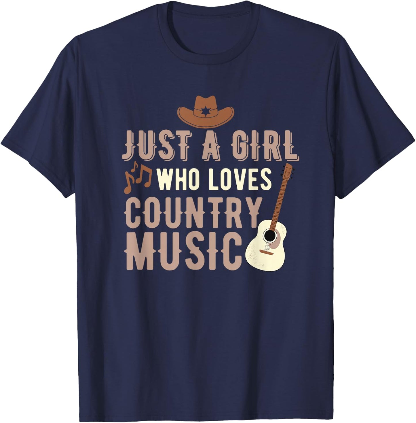 Just A Girl Who Loves Country Music Small T-Shirt - T-Shirt | Navy