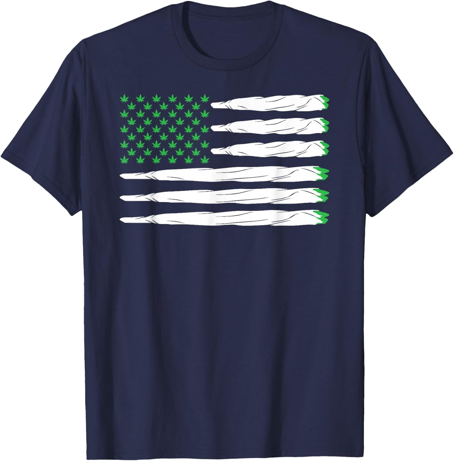 Blunt American Flag Weed Marijuana Cannabis USA Gift T-Shirt - T-Shirt | Navy