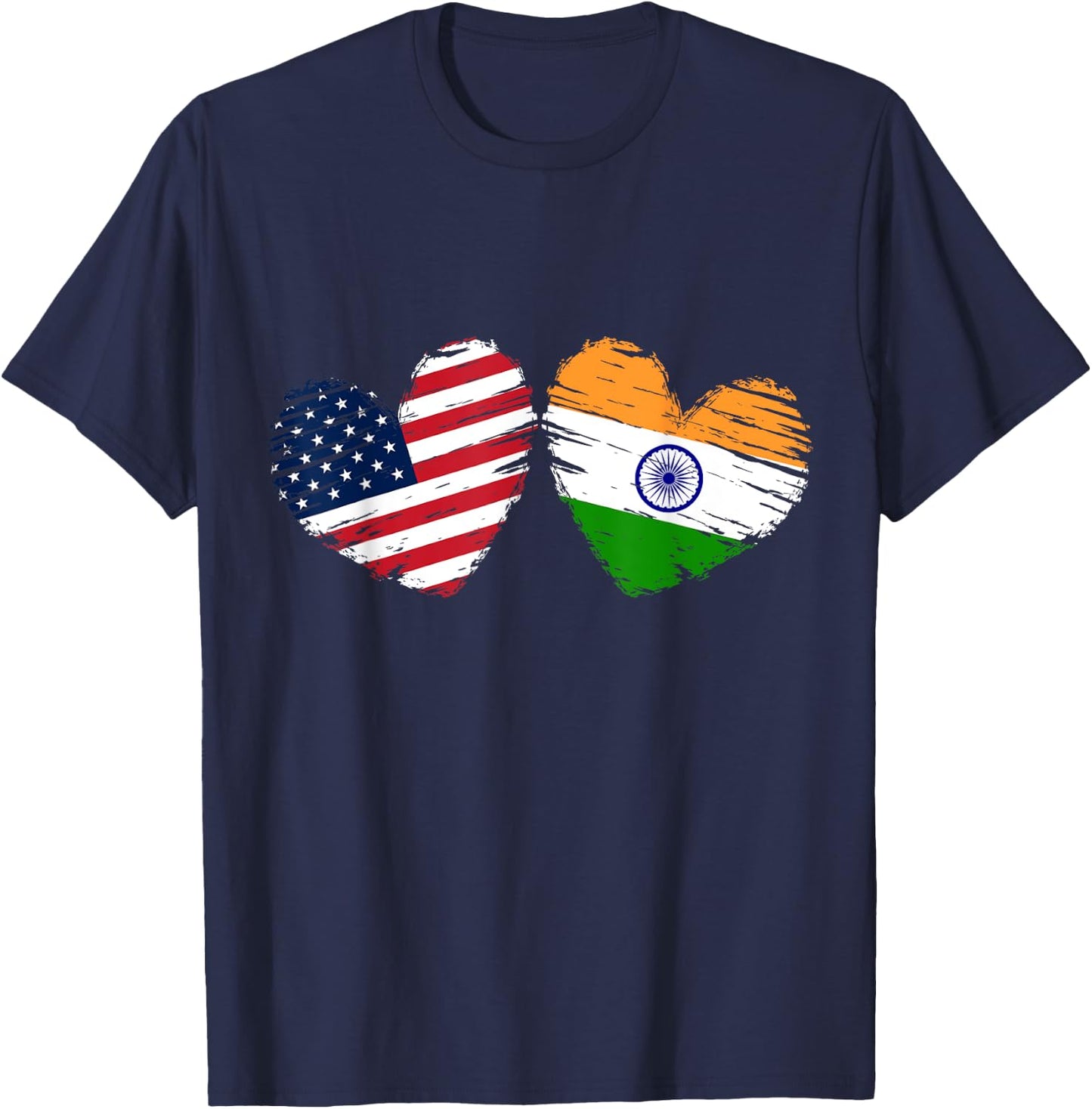 USA India Flag Heart Valentines Day Indian American T-Shirt - T-Shirt | Navy