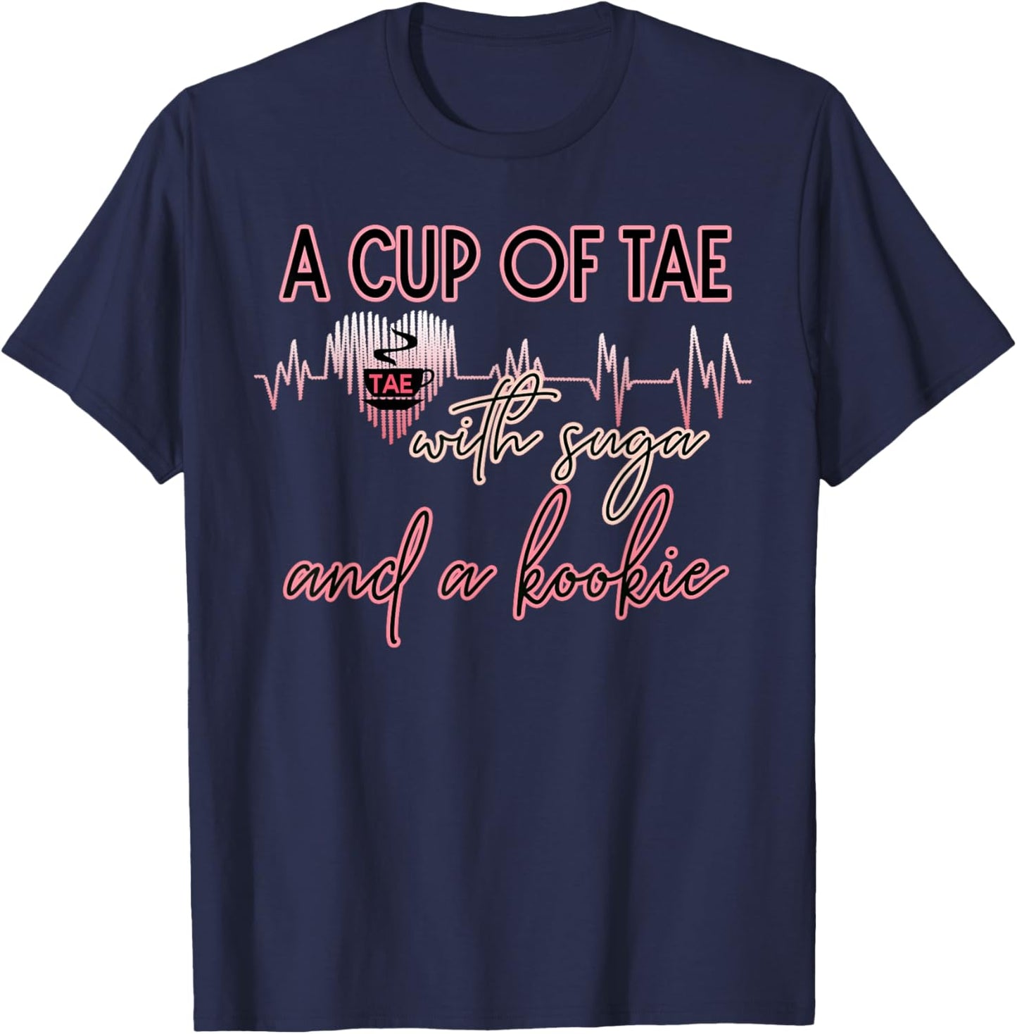 A Cup Of Tae With Suga And Kookie Korean Hearts K-pop T-Shirt - T-Shirt | Navy
