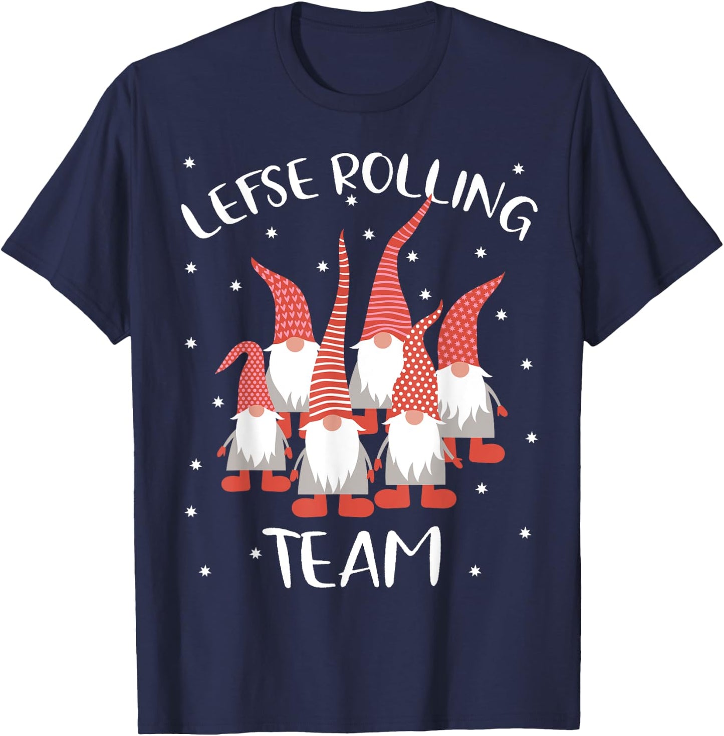 Lefse Rolling Team God Jul Gnome Tomte Xmas Santa Christmas T-Shirt - T-Shirt | Navy