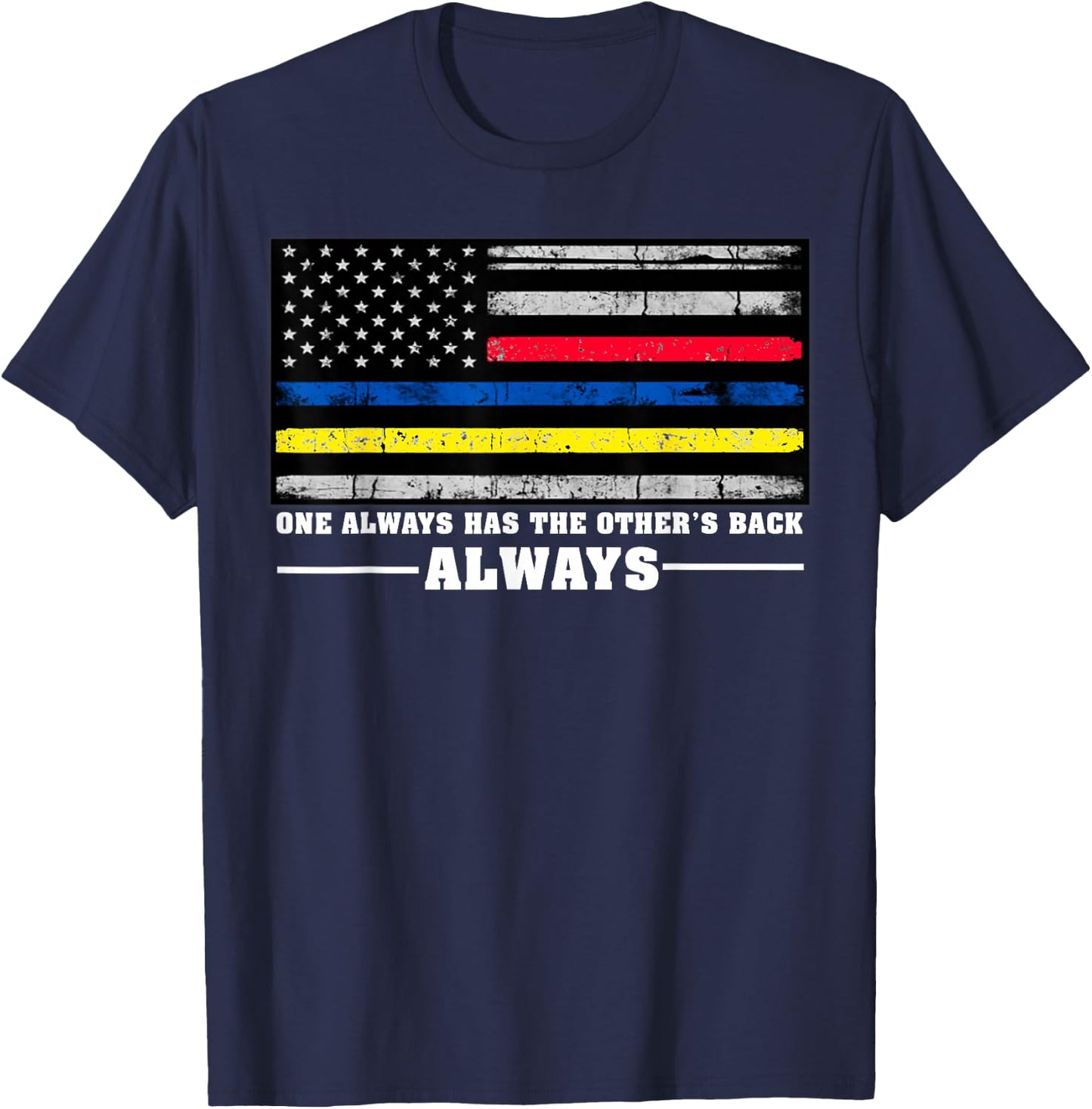 Thin Gold Line Thin Blue Line Thin Red Line Dispatcher Shirt T-Shirt - T-Shirt | Navy