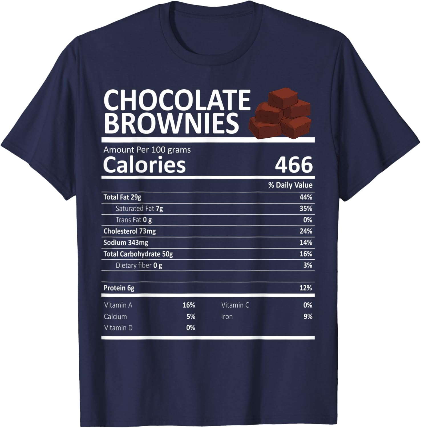 Chocolate Brownies Nutritional Facts Thanksgiving X-Mas T-Shirt - T-Shirt | Navy