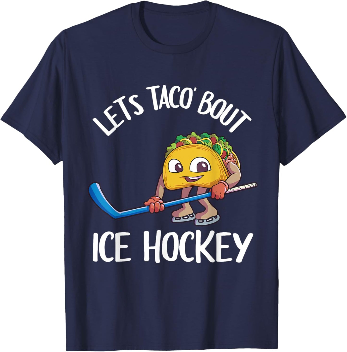 Funny Ice Hockey Shirt Kids Men Taco Lover Gift T-Shirt - T-Shirt | Navy