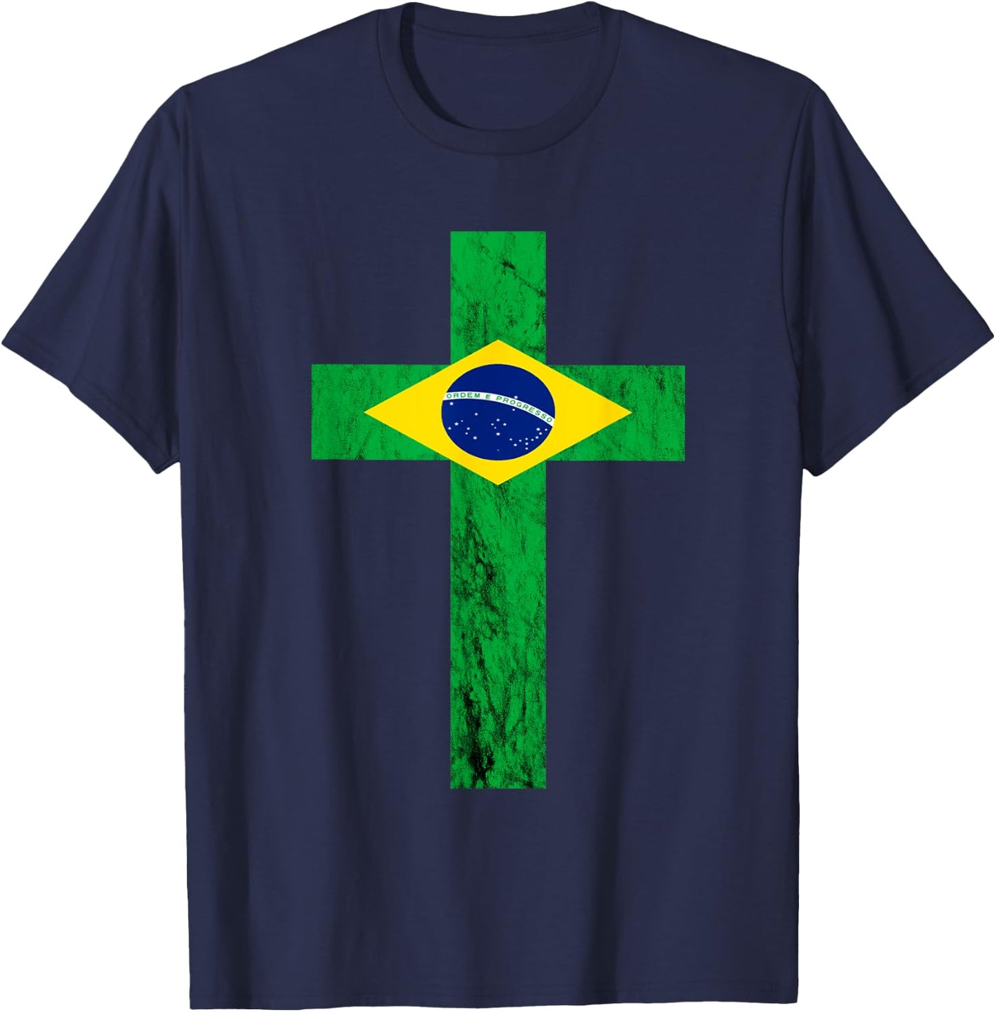 Brazil Jesus Cross Brazileiro Christian T-Shirt - T-Shirt | Navy