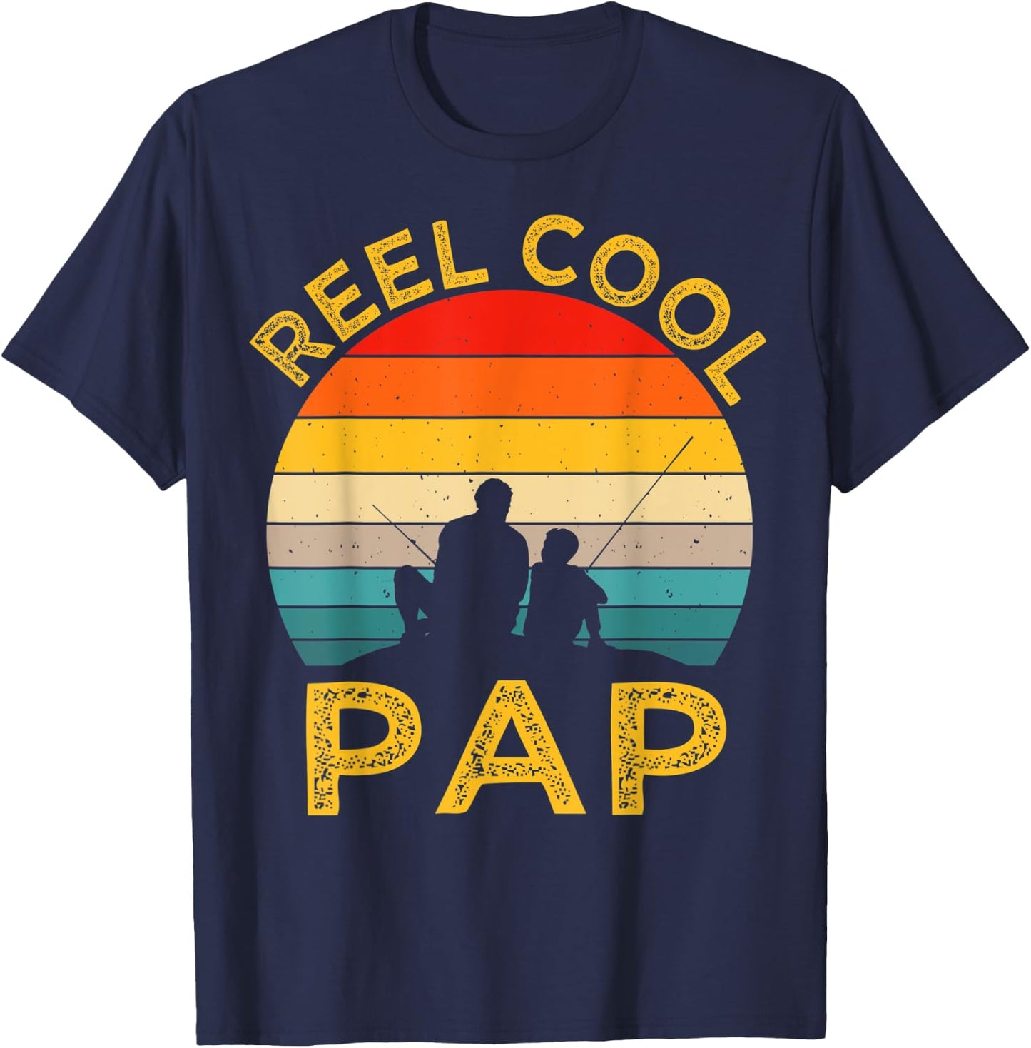Reel Cool PAP Fishing Daddy Vintage Grandpa Fathers Day T-Shirt - T-Shirt | Navy
