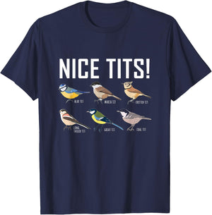 Nice Tits Bird Watcher T-Shirt - T-Shirt | Navy