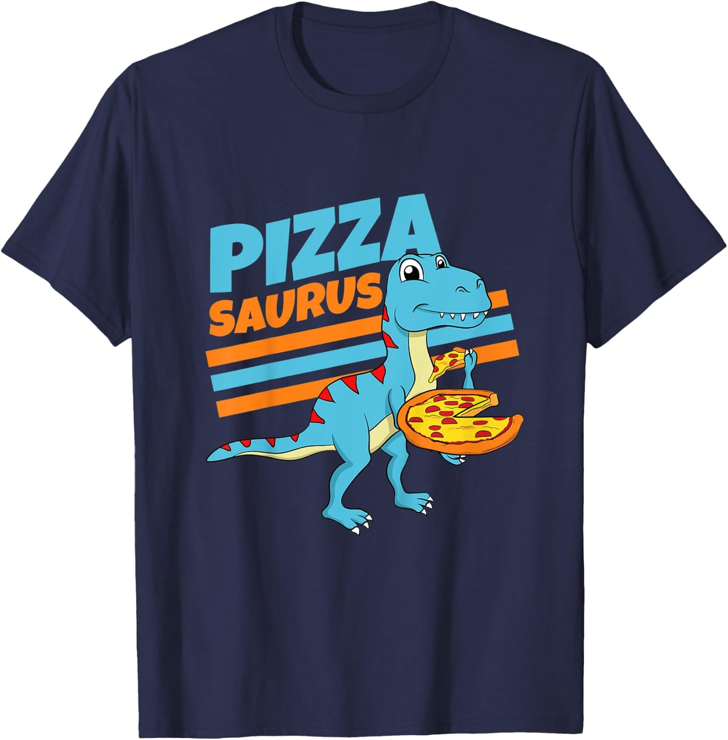 Kids Pizzasaurus Pizza Dino Dinosaur T-Rex Pizza For Toddler Boy T-Shirt - T-Shirt | Navy