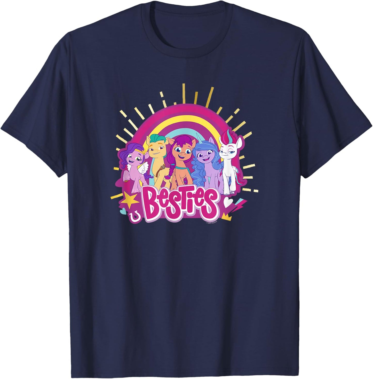 My Little Pony: A New Generation Besties Group Rainbow T-Shirt - T-Shirt | Navy