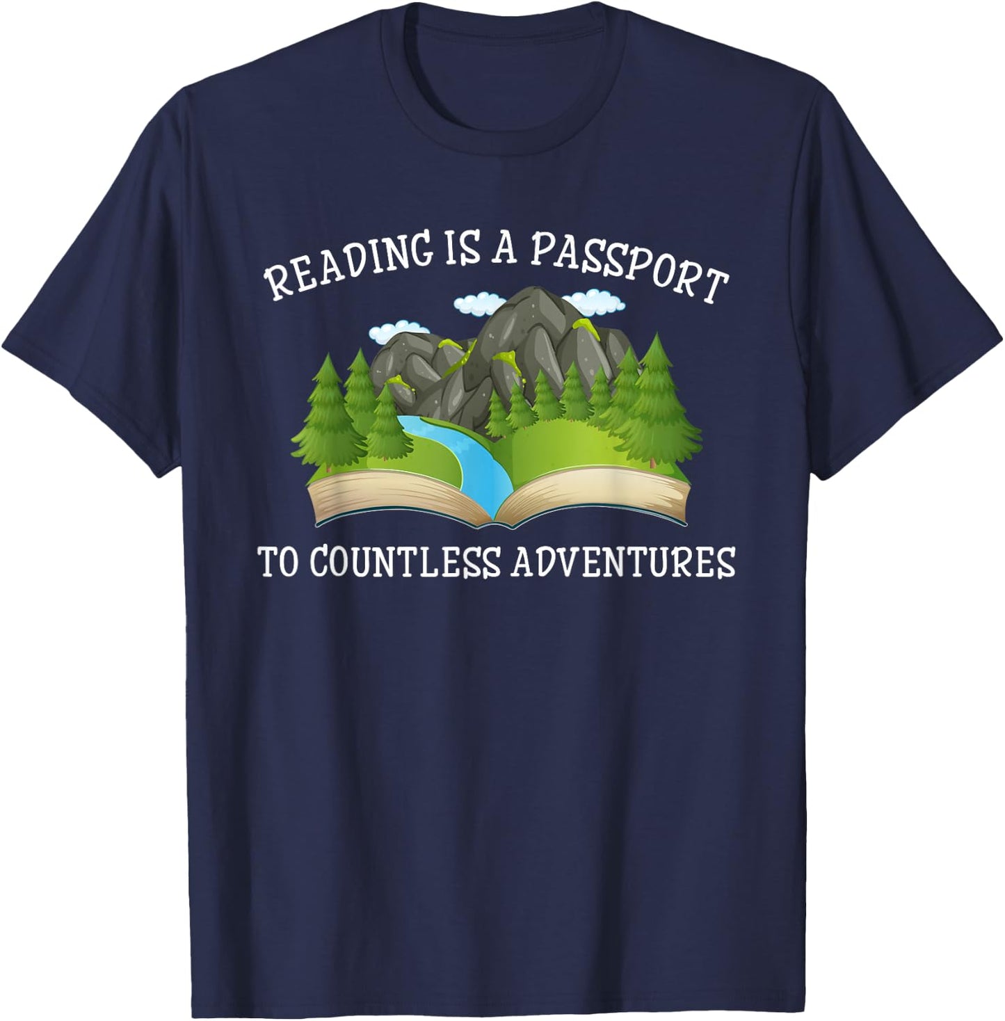 Reading is a pass for countless adventures, book lovers T-Shirt - T-Shirt | Navy