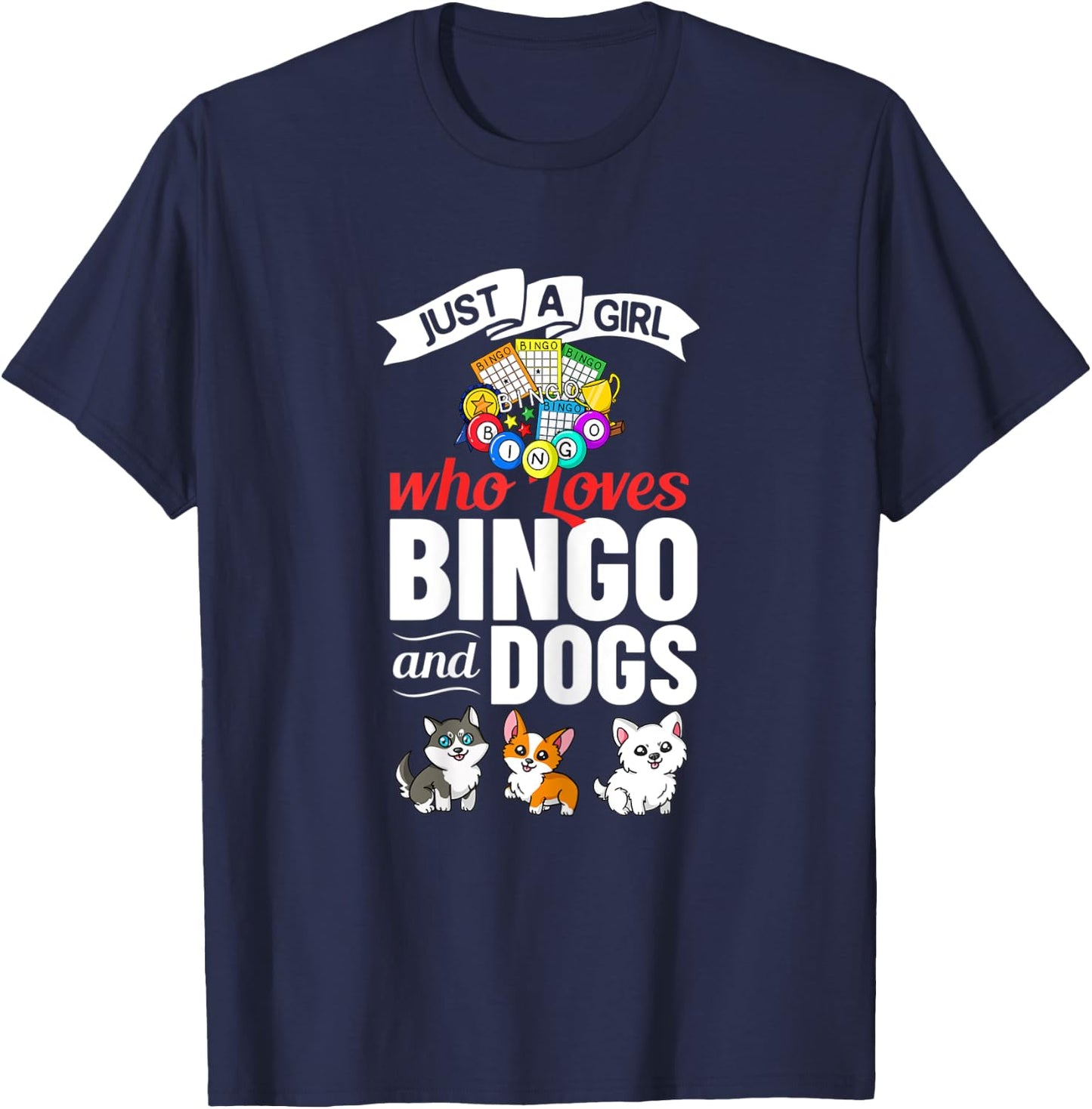 Dog Bingo Game Player Caller Card Board Balls T-Shirt - T-Shirt | Navy