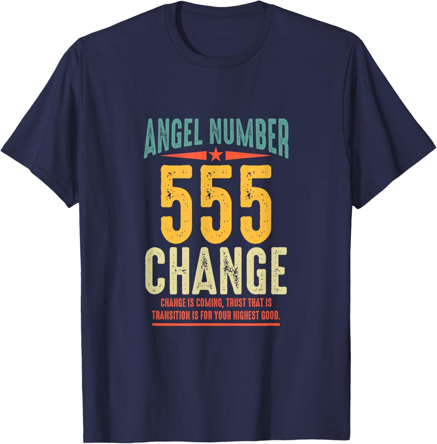 Angel Number 555 Change Retro Vintage Numerology Spiritual T-Shirt - T-Shirt | Navy