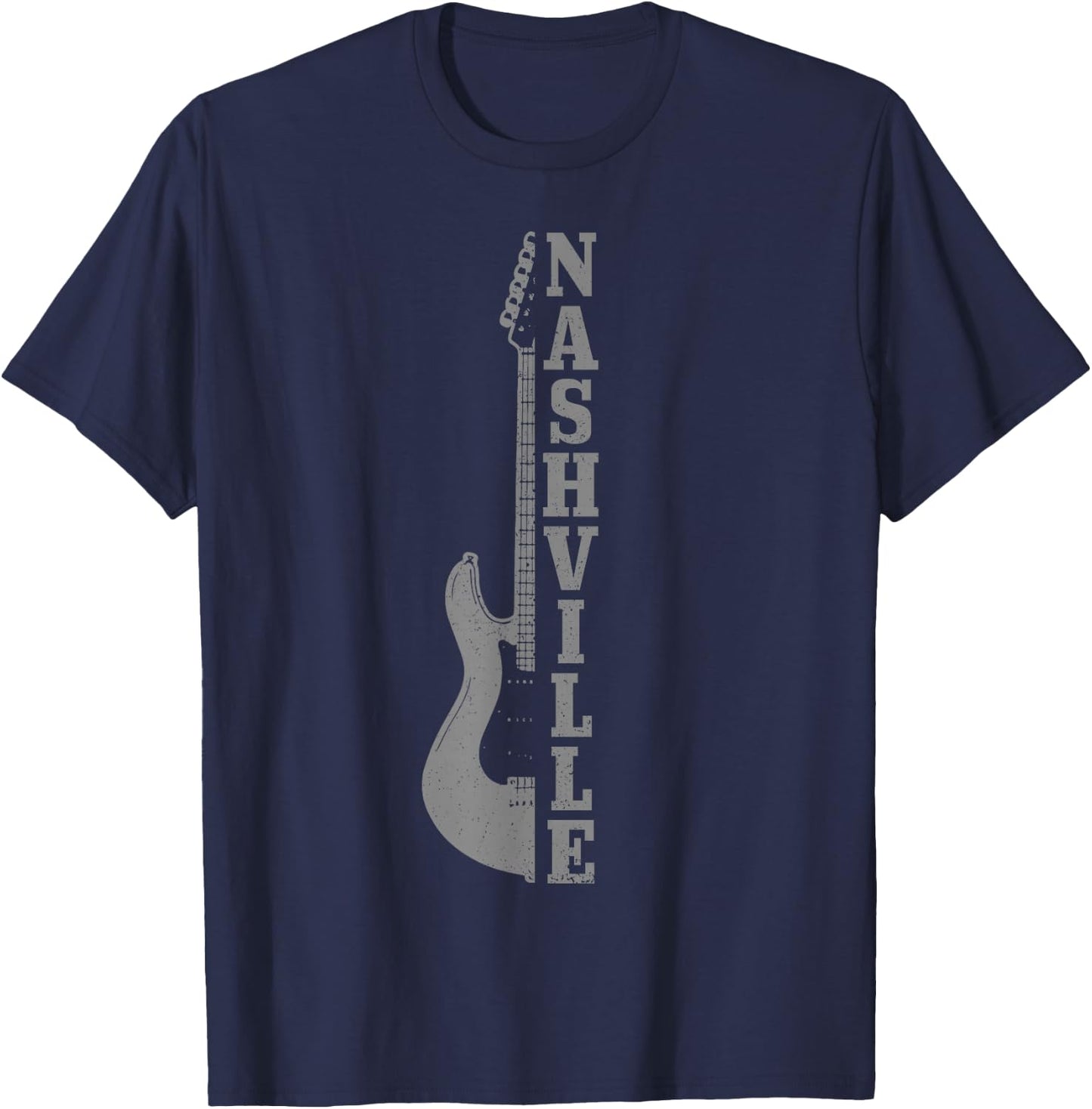 Nashville Tennessee Vintage Country Music City Guitar T-Shirt - T-Shirt | Navy
