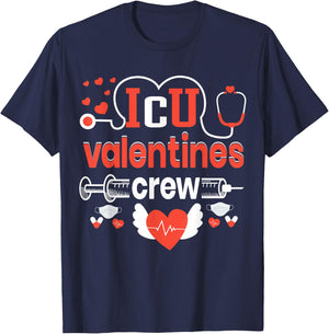 ICU Valentines Day Crew | Nurse T-Shirt - T-Shirt | Navy
