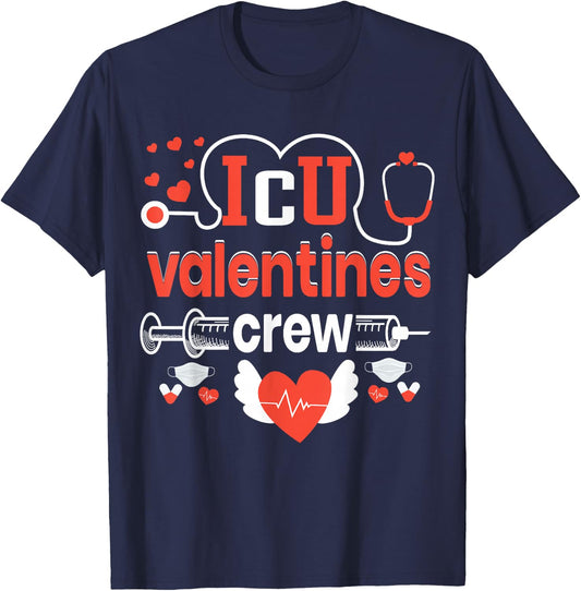 ICU Valentines Day Crew | Nurse T-Shirt - T-Shirt | Navy