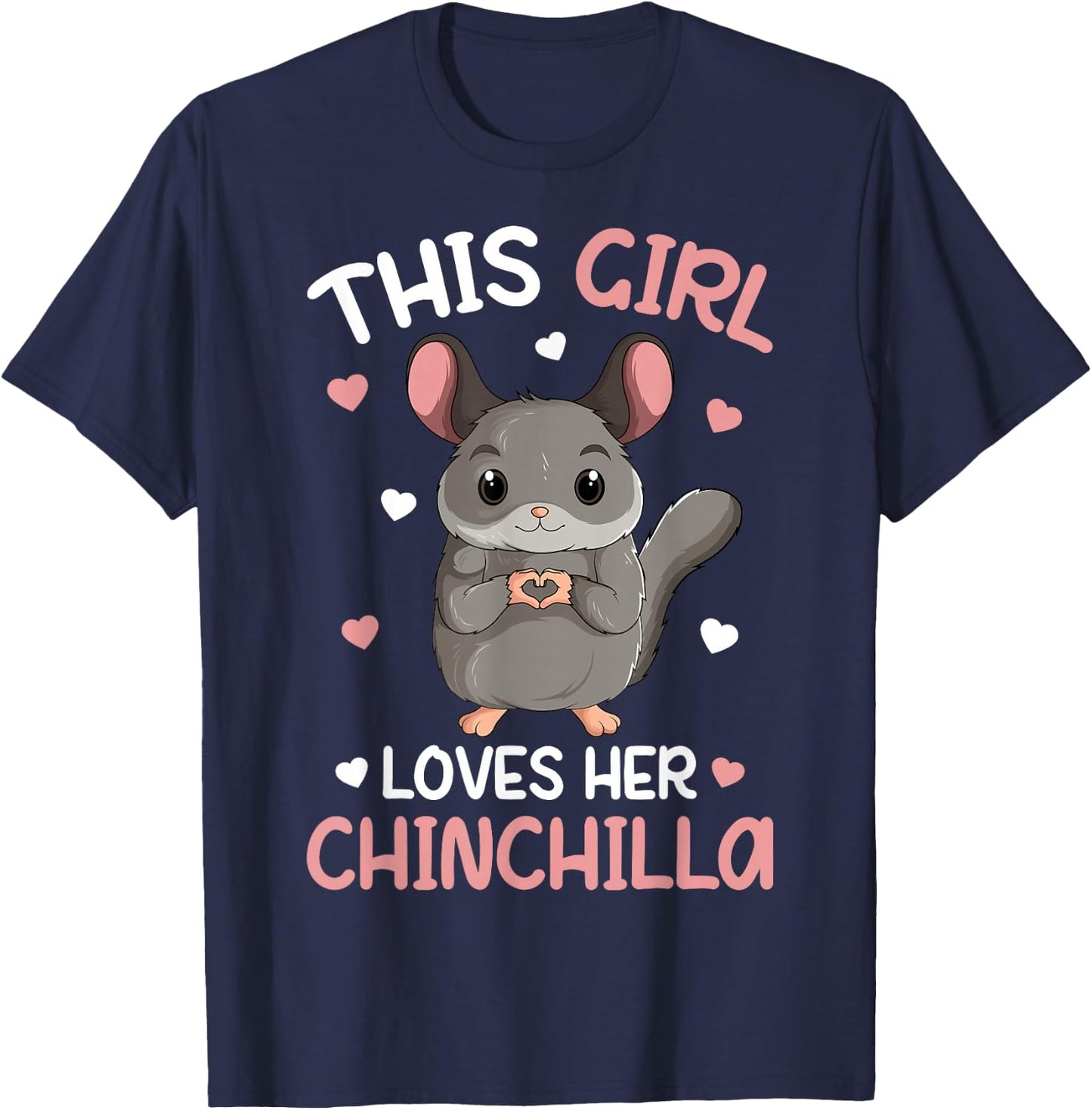 This Girl loves her Chinchilla Kids Girls T-Shirt - T-Shirt | Navy