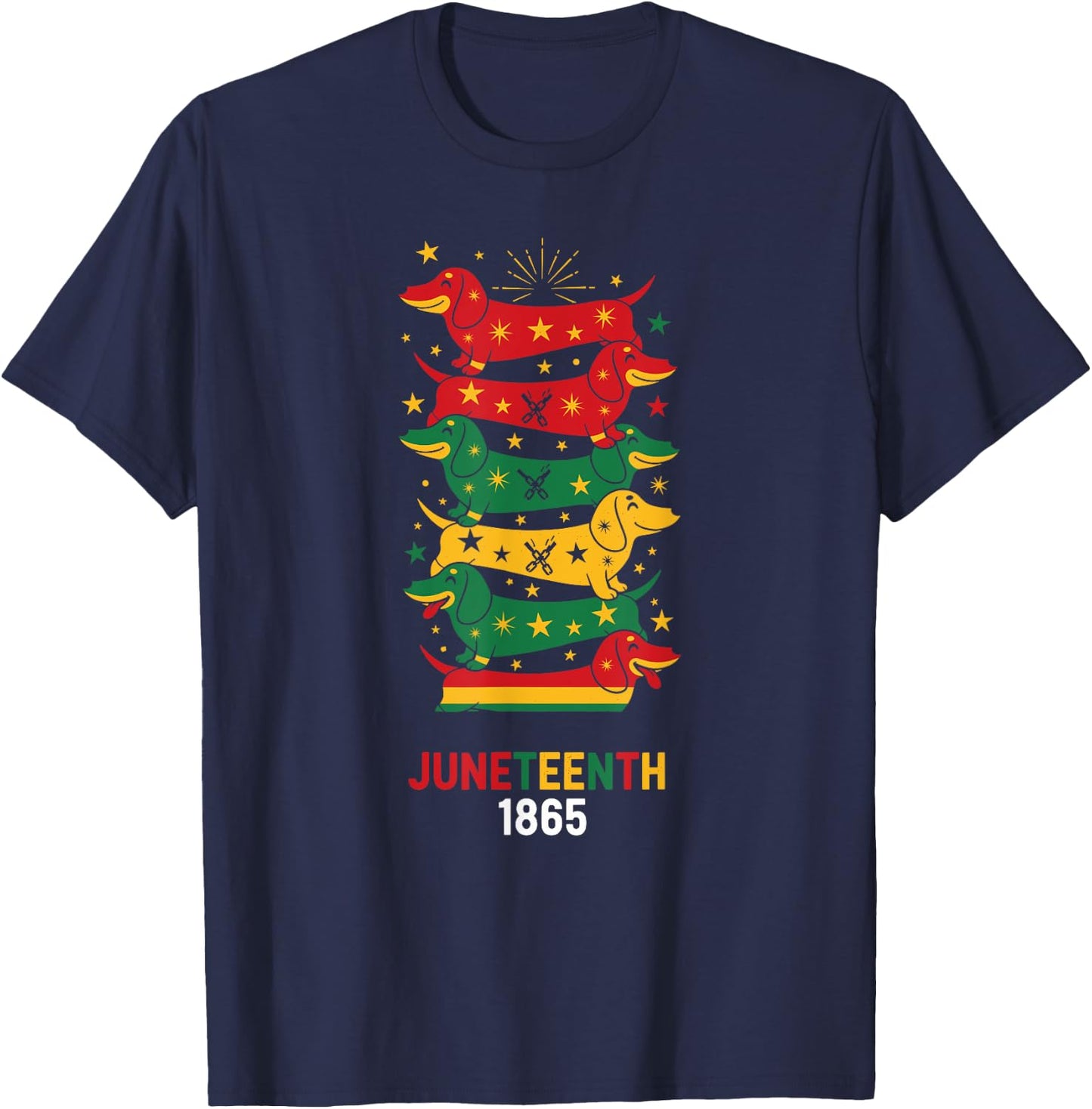 Funny Dachshund Pan African Flag Juneteenth Kids T-Shirt - T-Shirt | Navy