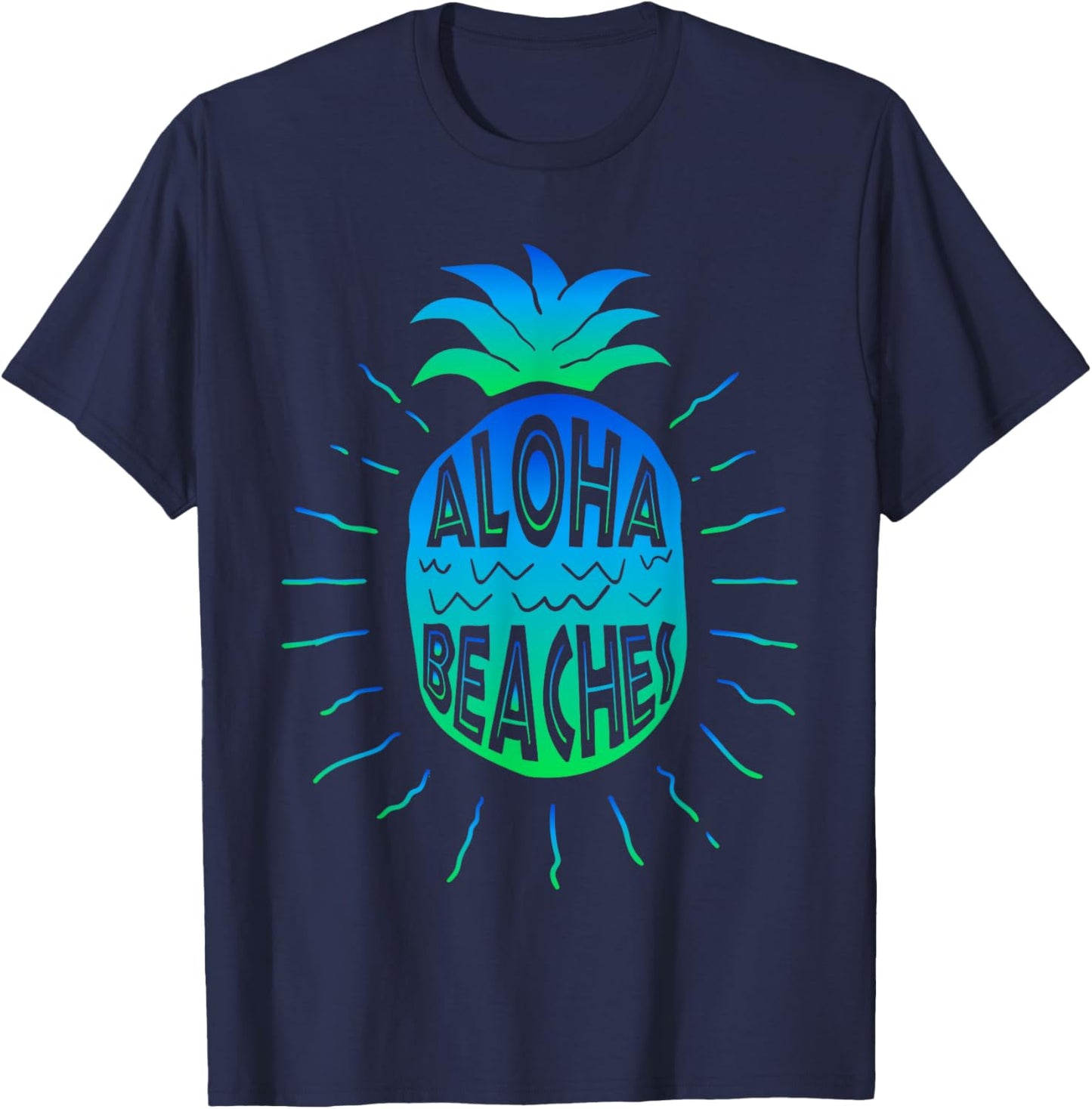 Aloha Beaches | Hawaii Beach Summer Vacation Men Women Gifts T-Shirt - T-Shirt | Navy