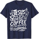 With Jesus In Her Heart And Coffee In Her Hand T-Shirt - T-Shirt | Navy