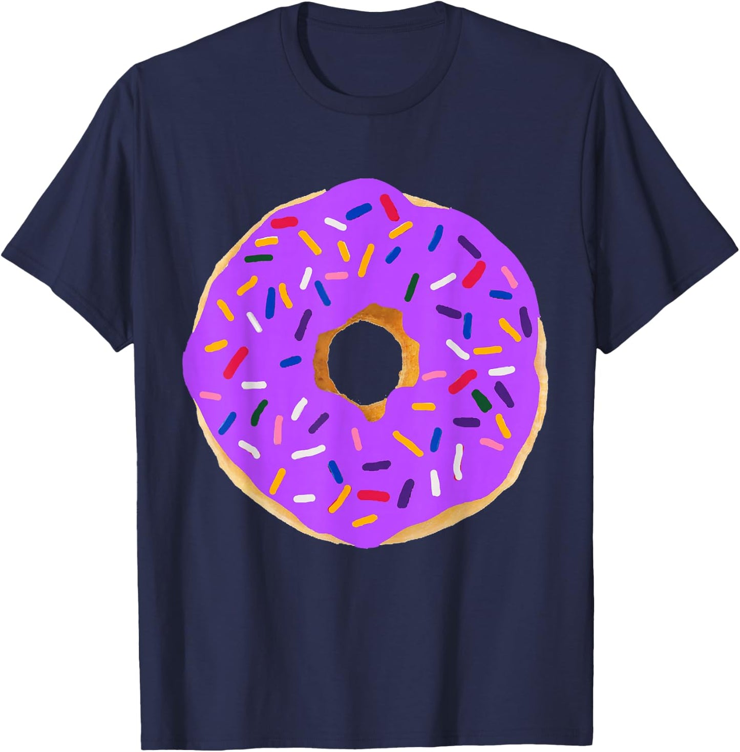 Purple Donut Costume Funny Food Couples Halloween Party BFFs T-Shirt - T-Shirt | Navy