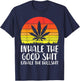 Inhale Good Shit Exhale Bullshit Weed Retro Cannabis Gift T-Shirt - T-Shirt | Navy