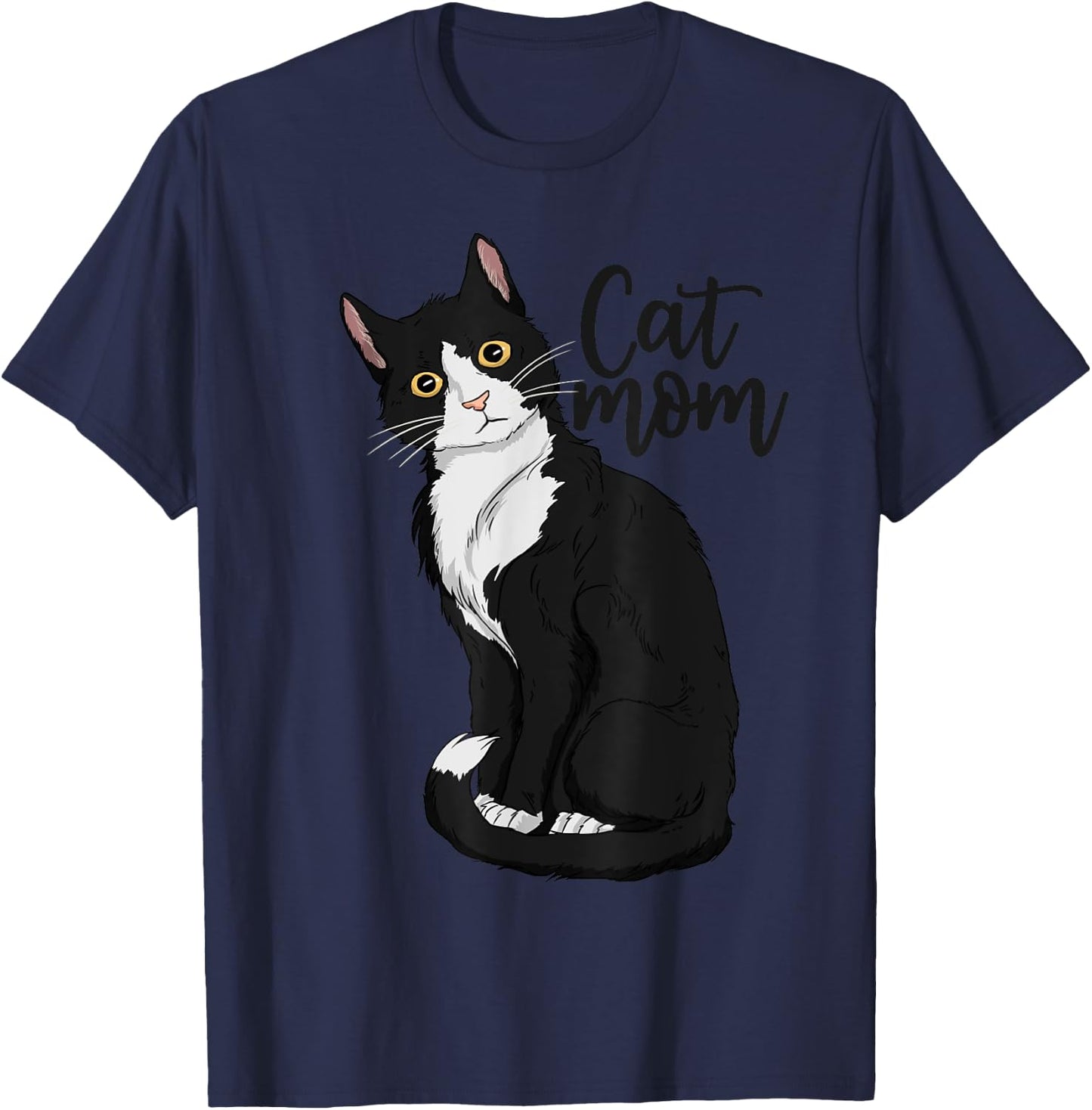 Tuxedo Cat Mom Gift Cat Mom Tuxedo Cat Mom Women Girls Kids T-Shirt - T-Shirt | Navy