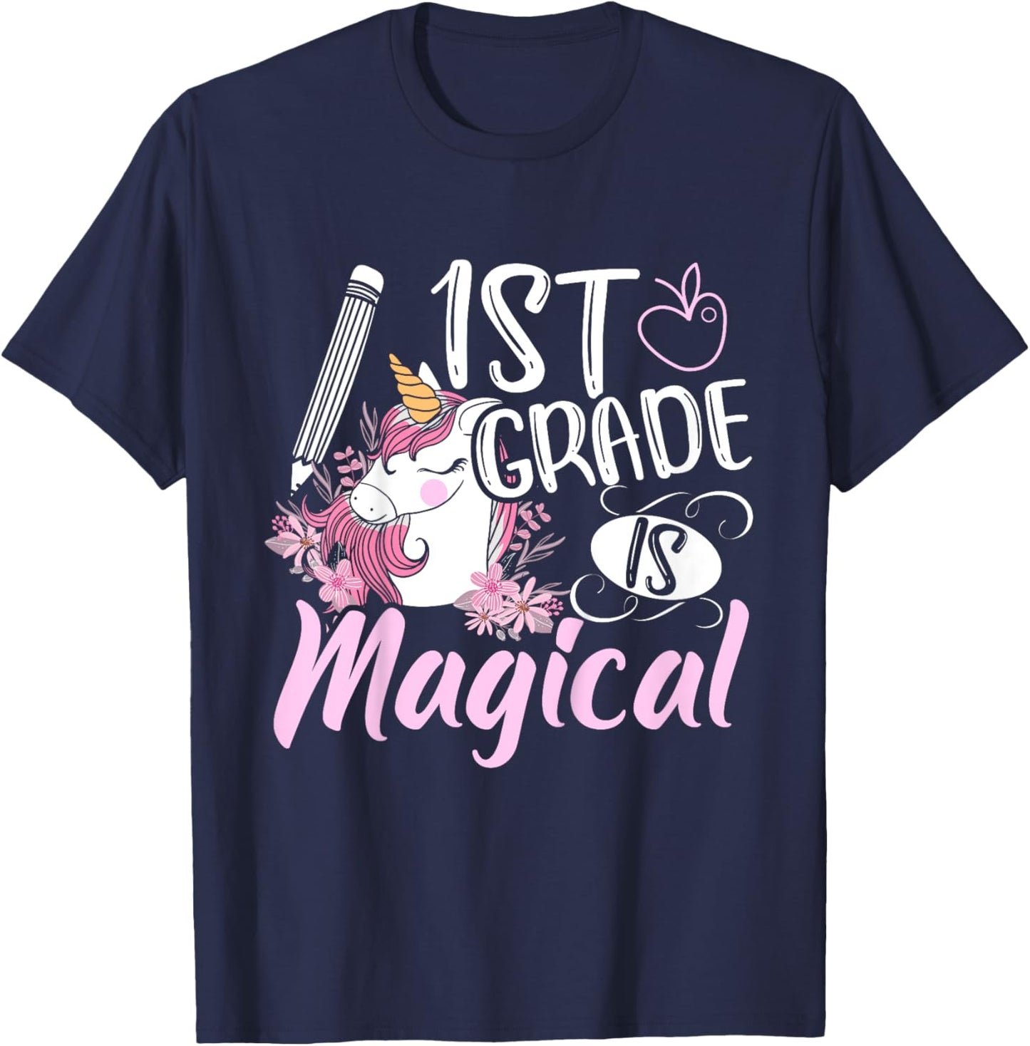 1st Grade Is Magical Unicorn Girls Back To School T-Shirt - T-Shirt | Navy