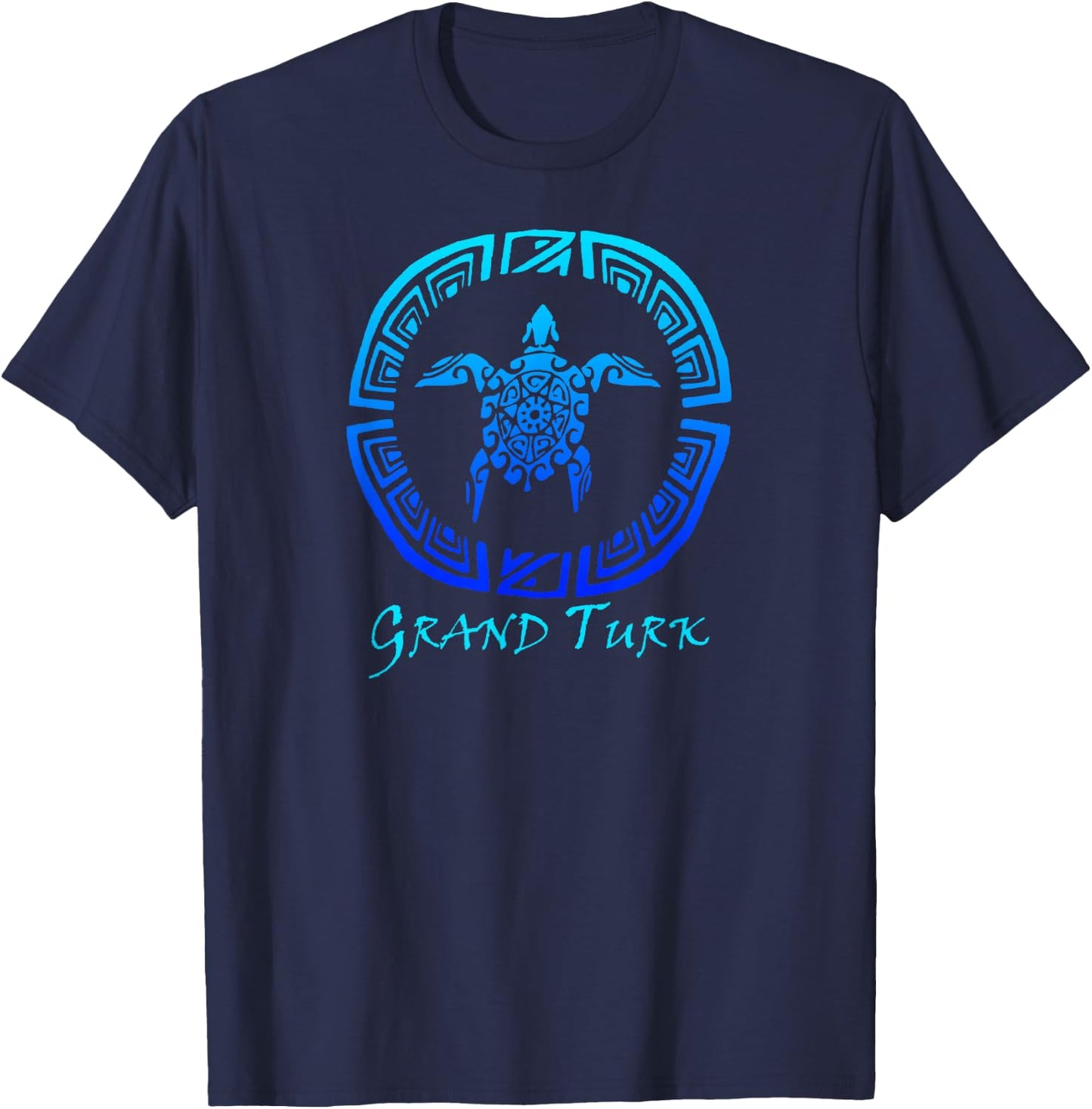 Grand Turk, Turks & Caicos Vintage Tribal Turtle Vacation T-Shirt - T-Shirt | Navy