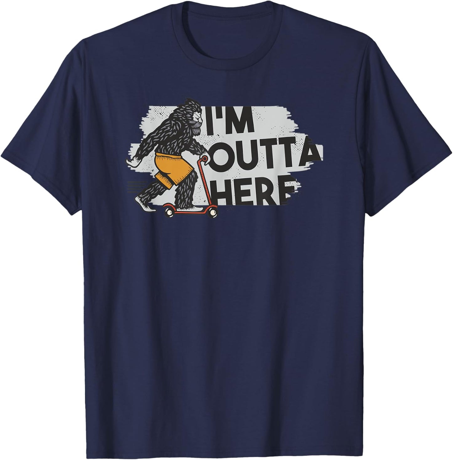 Yeti Bigfoot Sasquatch - I'm Outta Here Riding Scooter T-Shirt - T-Shirt | Navy