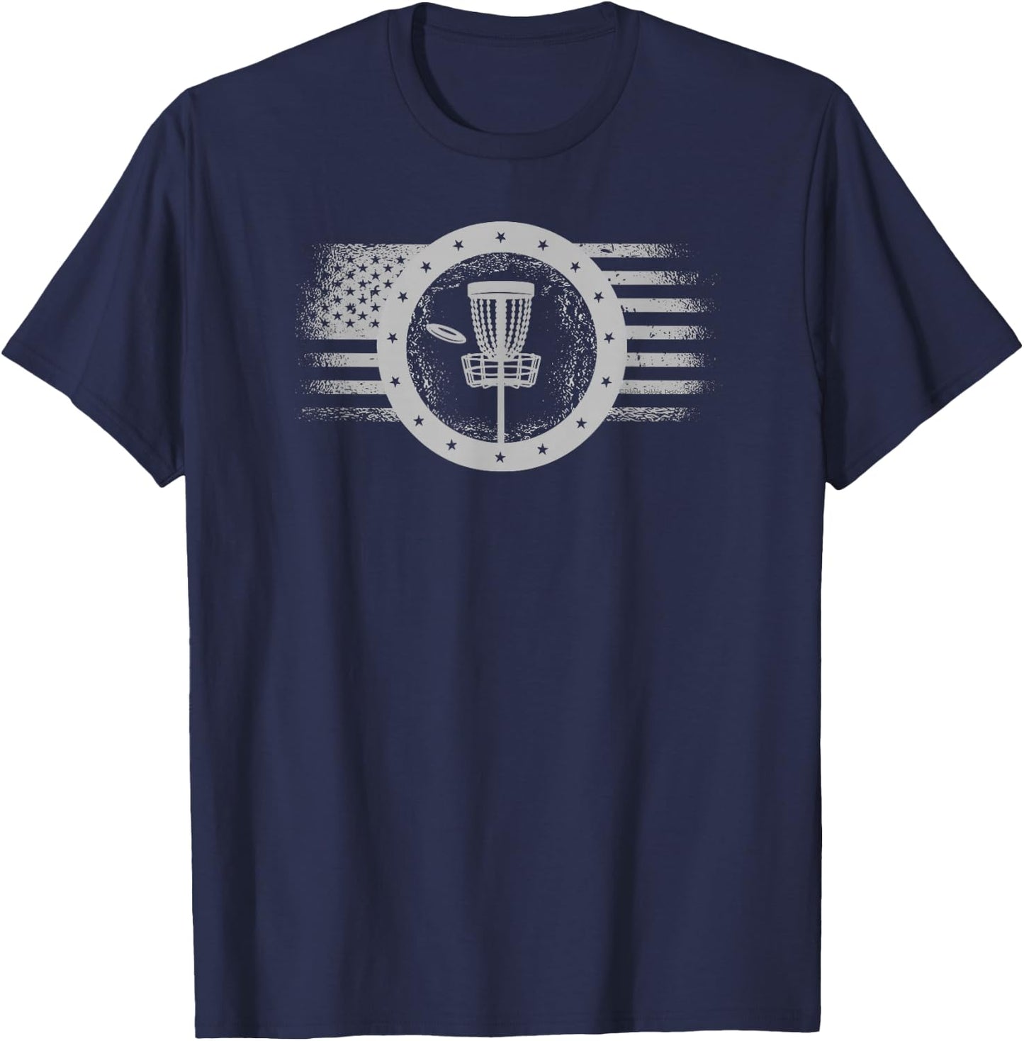 Cool Disc Golf Sport USA Grunge Flag - Disc Golf T-Shirt - T-Shirt | Navy
