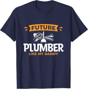 Kids Future Plumber Like My Daddy Plumbing Son Daughter T-Shirt - T-Shirt | Navy