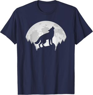 Wolf Moon Wild Animal Wildlife Wolves Nature Men Women T-Shirt - T-Shirt | Navy