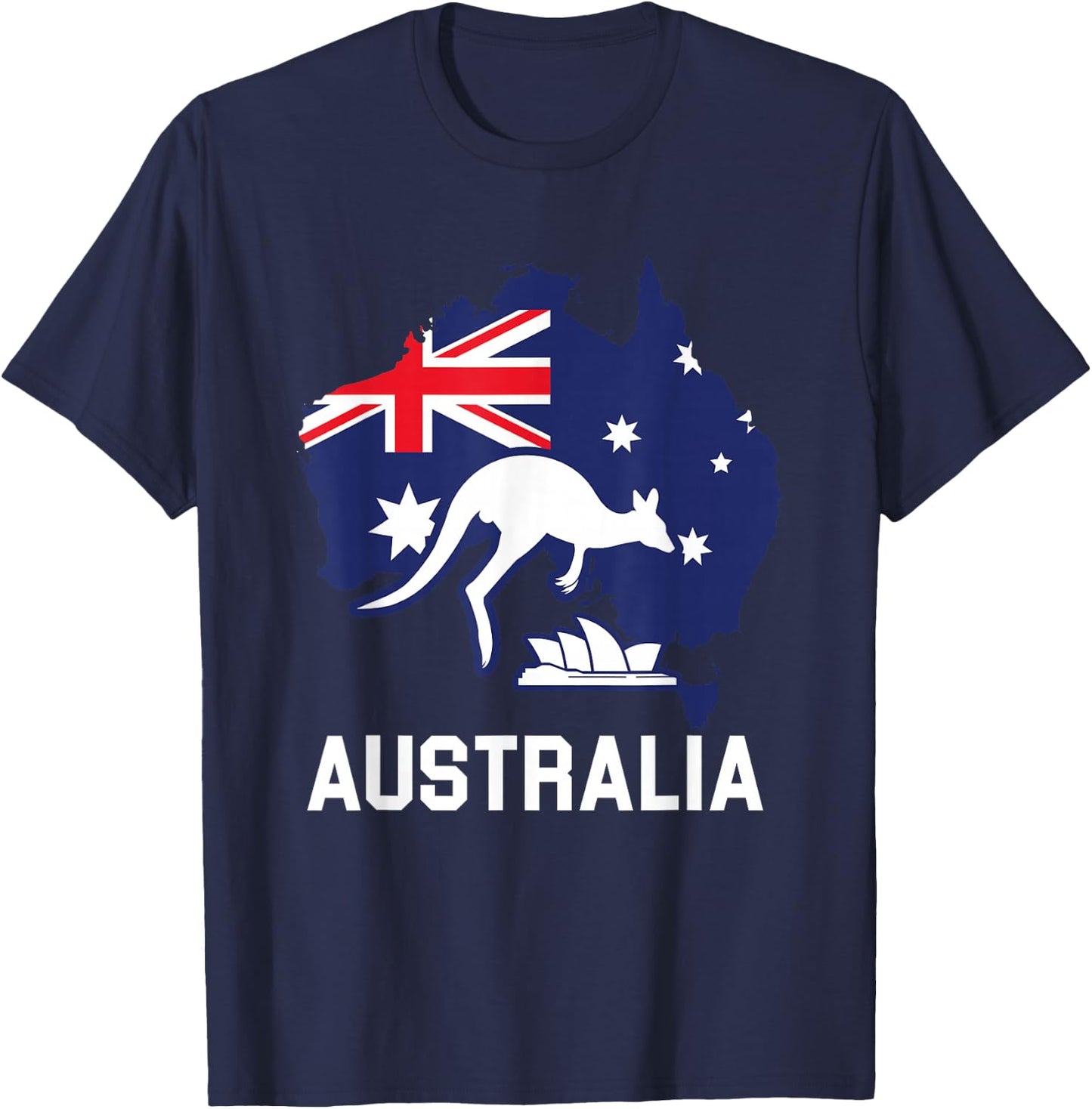 Australia Country Map Australian Kangaroo Melbourne Aussie T-Shirt - T-Shirt | Navy