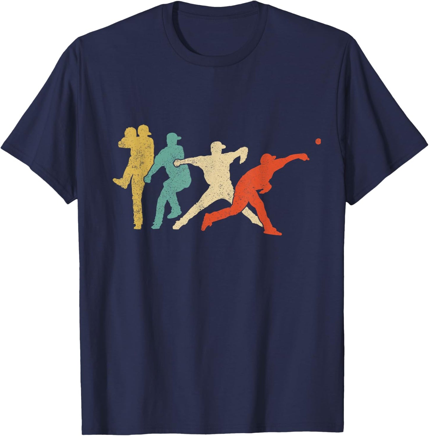 Baseball Player Pitcher Retro Team Matching T-Shirt - T-Shirt | Navy