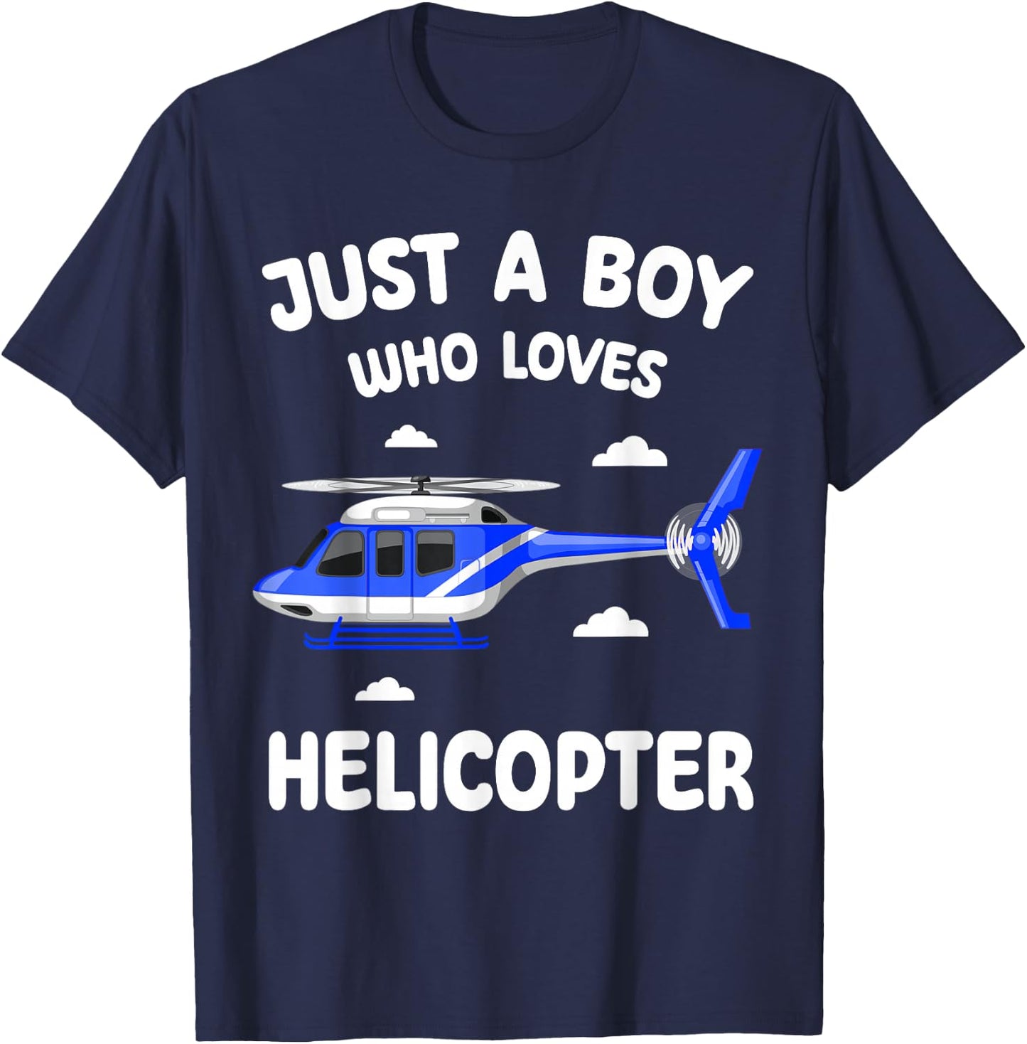 Just A Boy Who Loves Helicopters Toddler Kids Aviator Pilot T-Shirt - T-Shirt | Navy