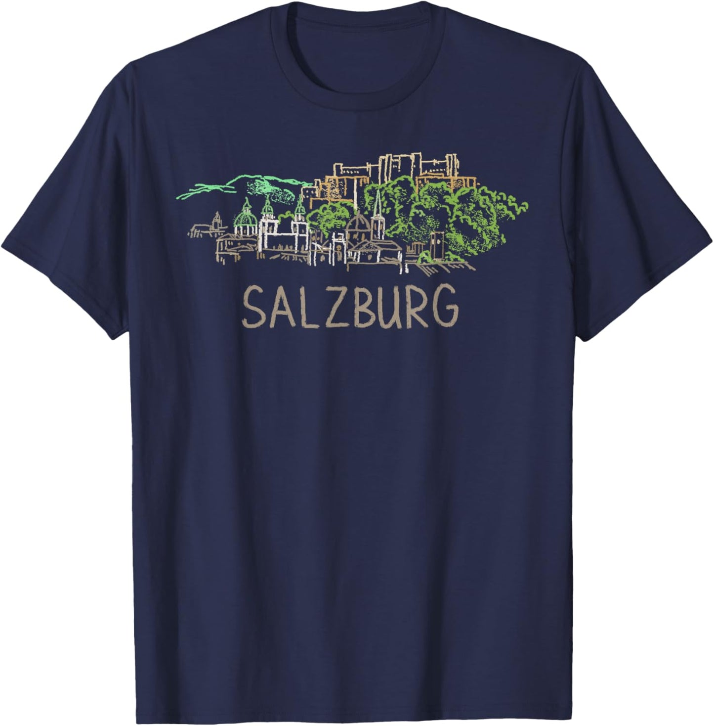 Salzburg Austria Art Gift Men Women T-Shirt - T-Shirt | Navy